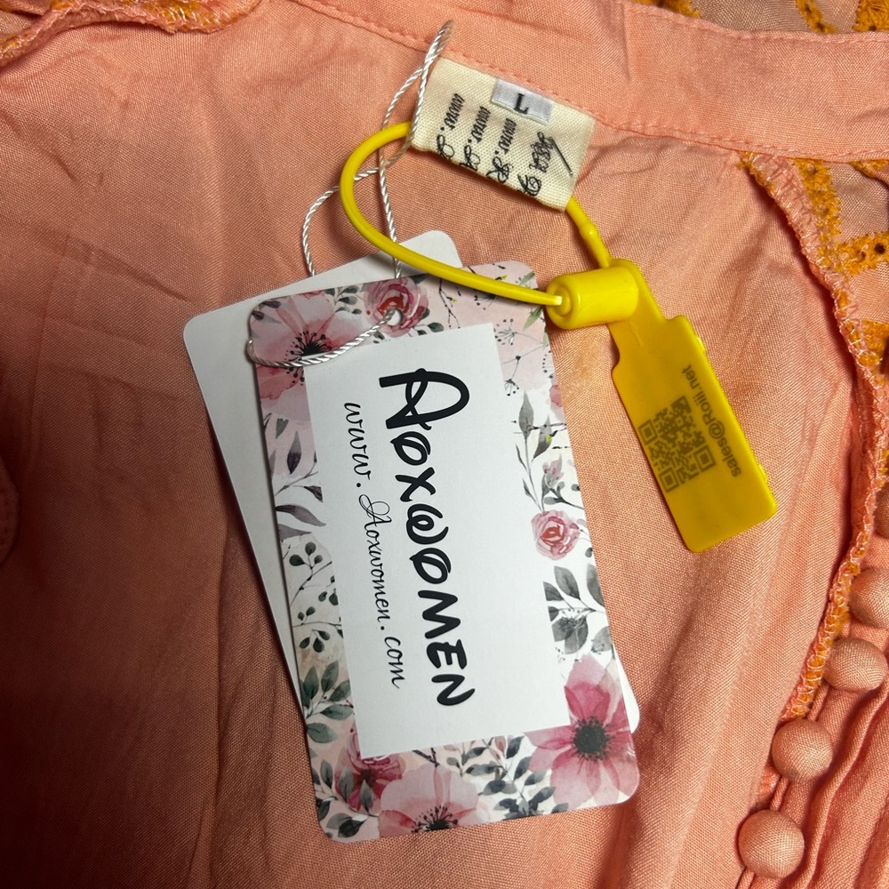 Aox Pink/orange Eyelet Dress - Picture 13 of 16